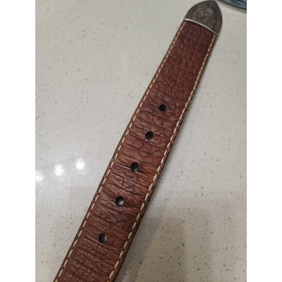 Bison Brand USA Men's Brown Genuine American Bison Leather Belt 42 Vintage - Picture 10 of 10